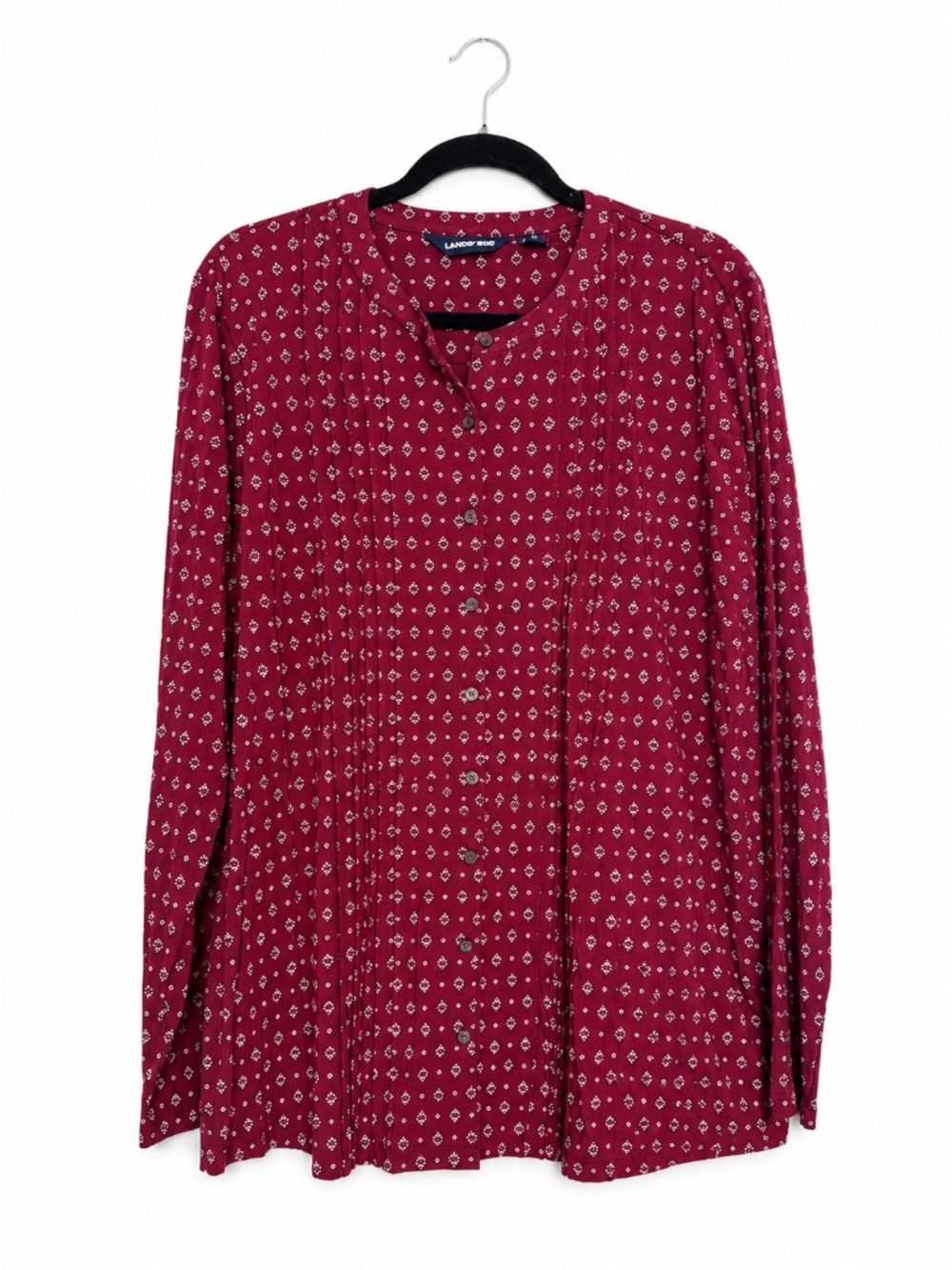 Lands End Knit Pintuck Button Front Tunic Top  - Women's Size XL